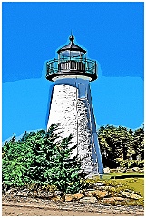 Ned's Point Light Tower In Massachusetts -Digital Painting
